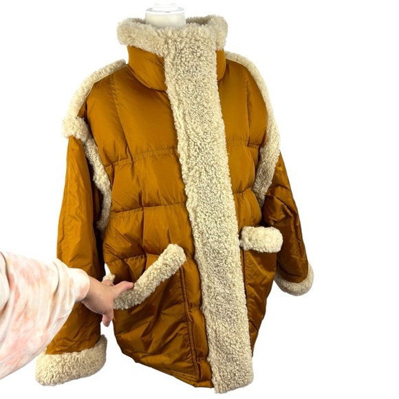 STAND STUDIO Dorothy Coat Down Jacket Caramel/Natural White Size 44 USA 12 - Picture 11 of 16